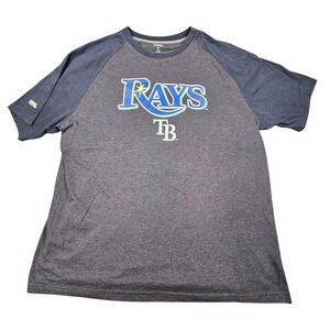 Stitches Tampa Bay Rays Raglan T-Shirt Men XL Heather Charcoal Blue MLB Baseball